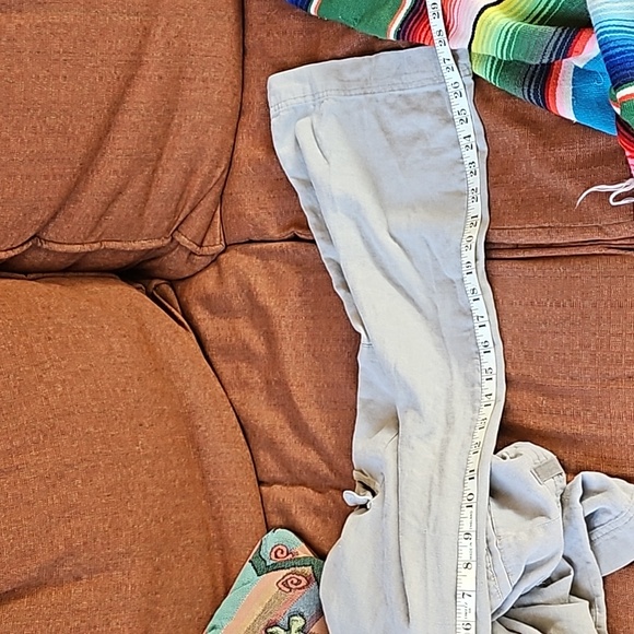 Sincerely Jules light Khaki 100% linen cargo pockets pants trousers size L - Picture 11 of 11